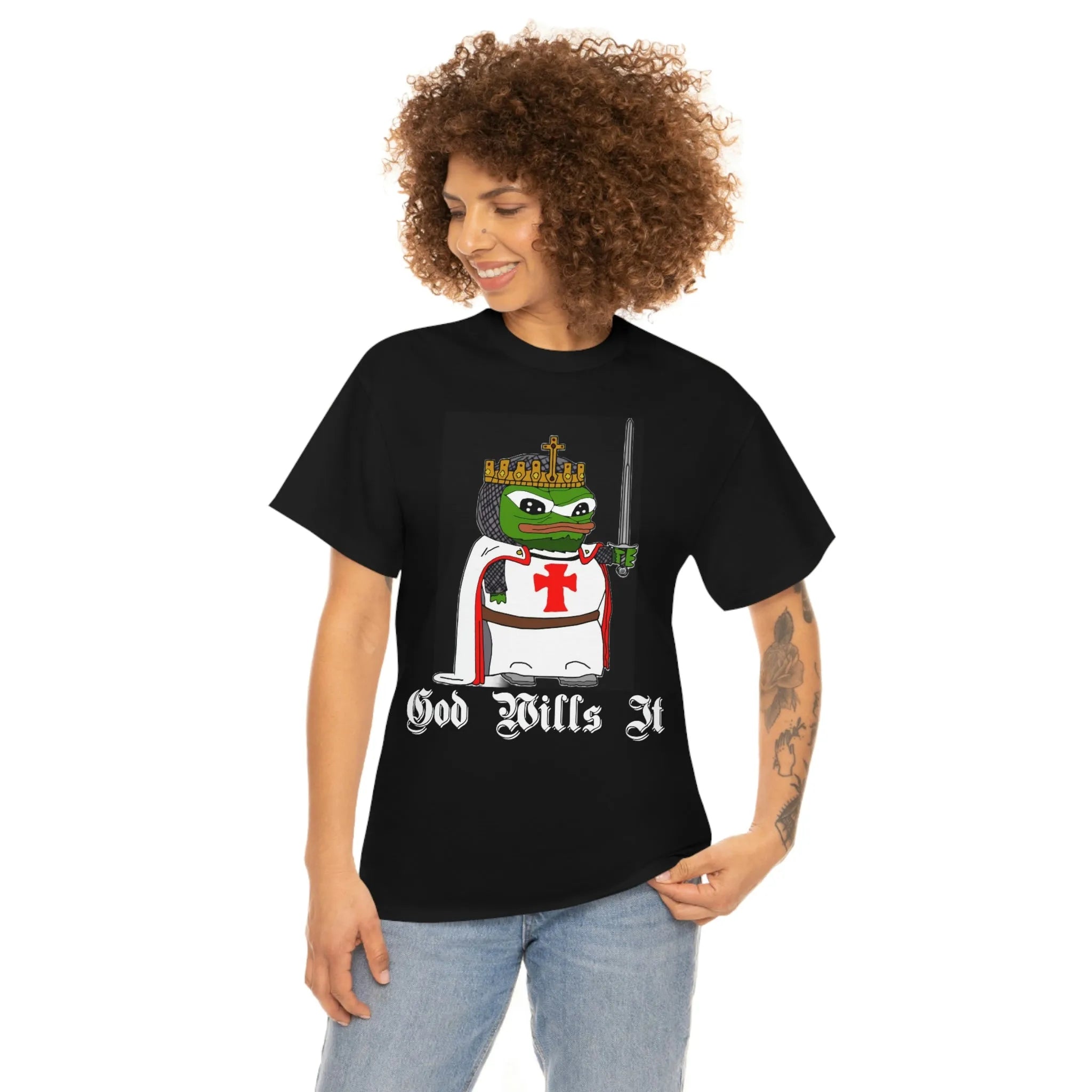 Crusader Pepe "God Wills It" Tee - Deus Vult Meme Shirt - 4LibertyShop.com