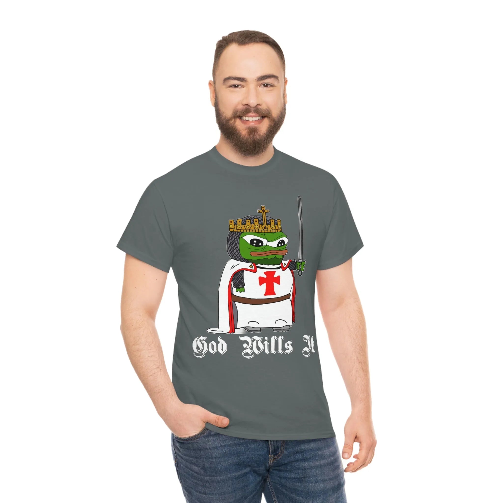 Crusader Pepe "God Wills It" Tee - Deus Vult Meme Shirt - 4LibertyShop.com