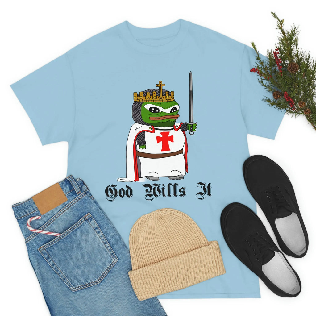 Crusader Pepe "God Wills It" Tee - Deus Vult Meme Shirt - 4LibertyShop.com