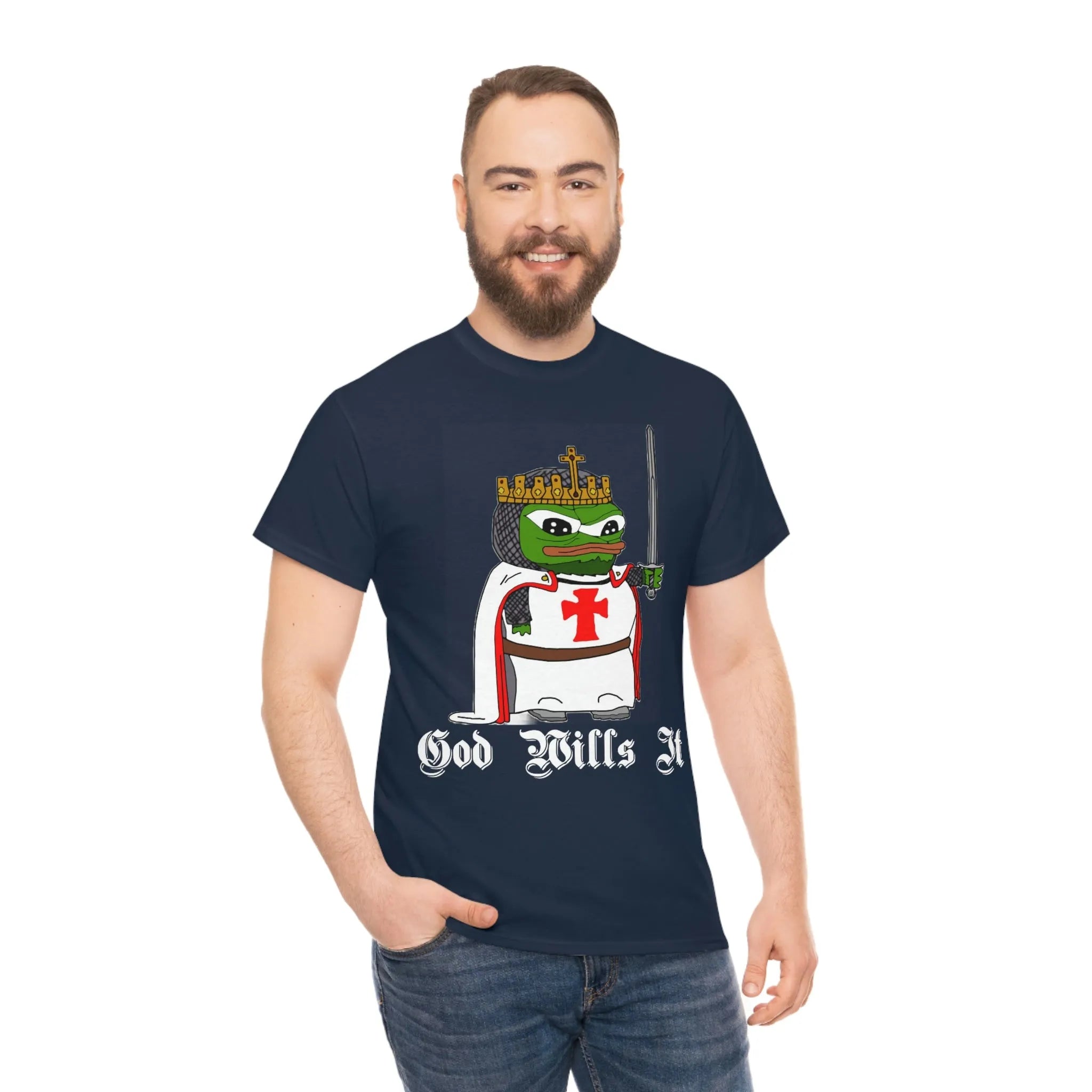 Crusader Pepe "God Wills It" Tee - Deus Vult Meme Shirt - 4LibertyShop.com