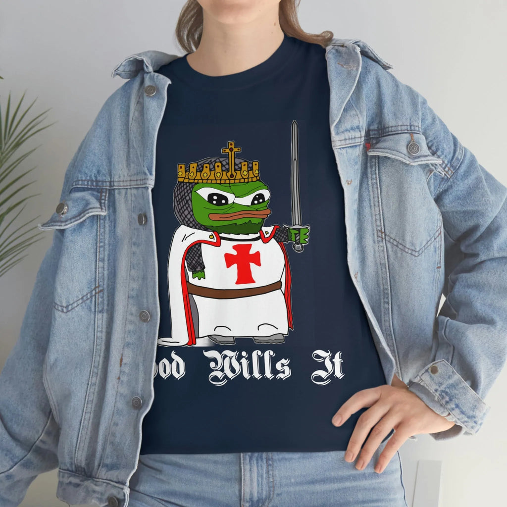 Crusader Pepe "God Wills It" Tee - Deus Vult Meme Shirt - 4LibertyShop.com