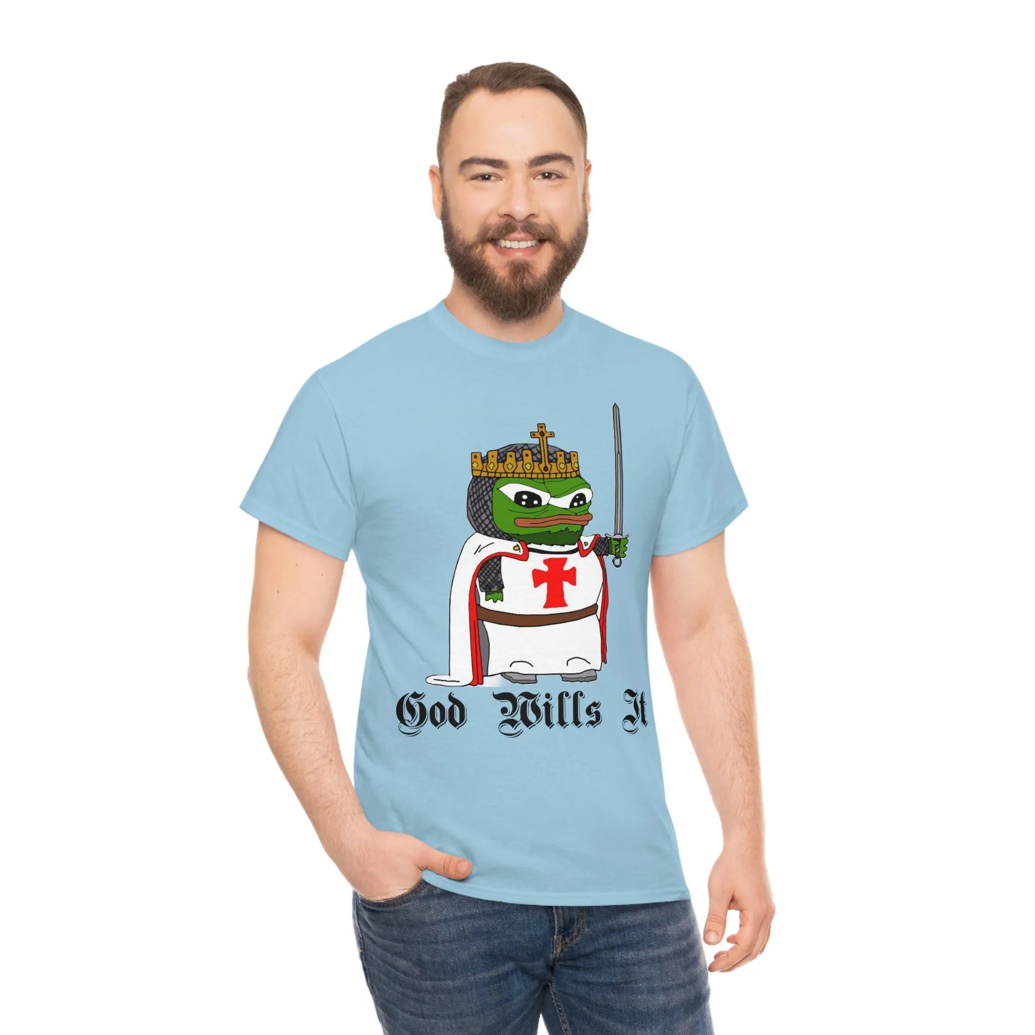 Crusader Pepe "God Wills It" Tee - Deus Vult Meme Shirt - 4LibertyShop.com
