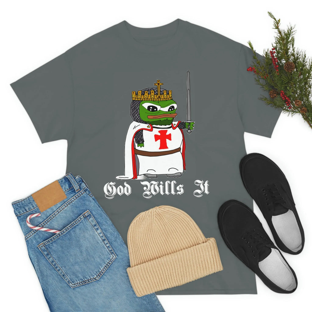 Crusader Pepe "God Wills It" Tee - Deus Vult Meme Shirt - 4LibertyShop.com